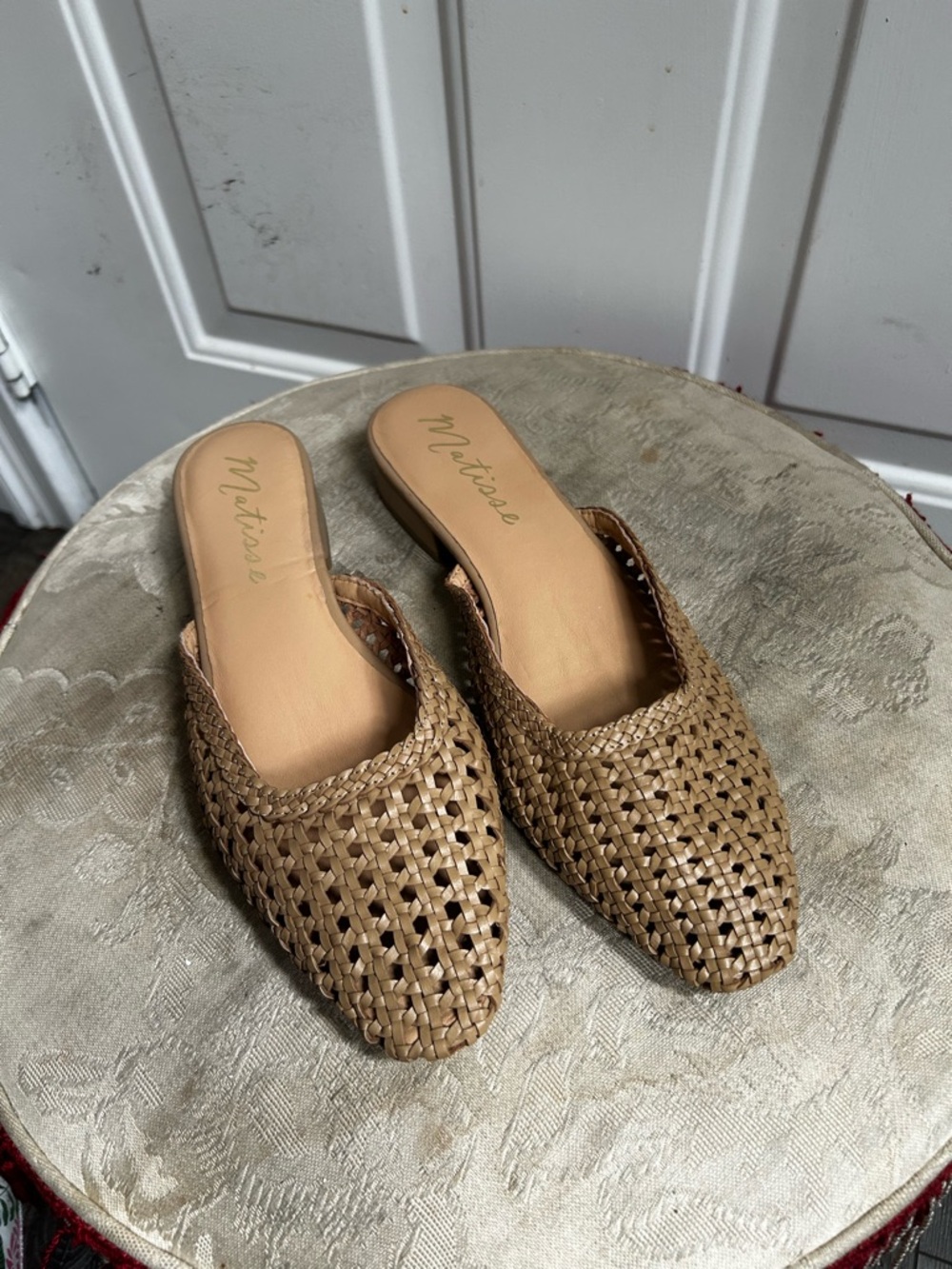 Mattise Sag Harbor Woven Tan Mule Slides - Women's Tan Braided Slip-Ons